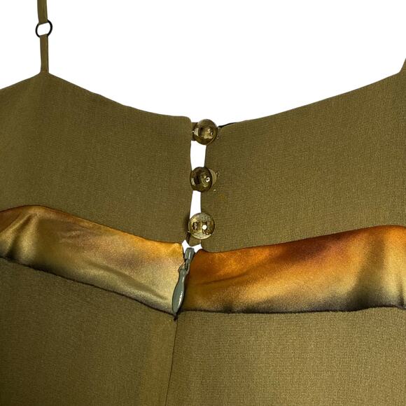 VIntage Betsey Johnson Olive Green Silk Dress Gown Size 2 - Picture 7 of 15